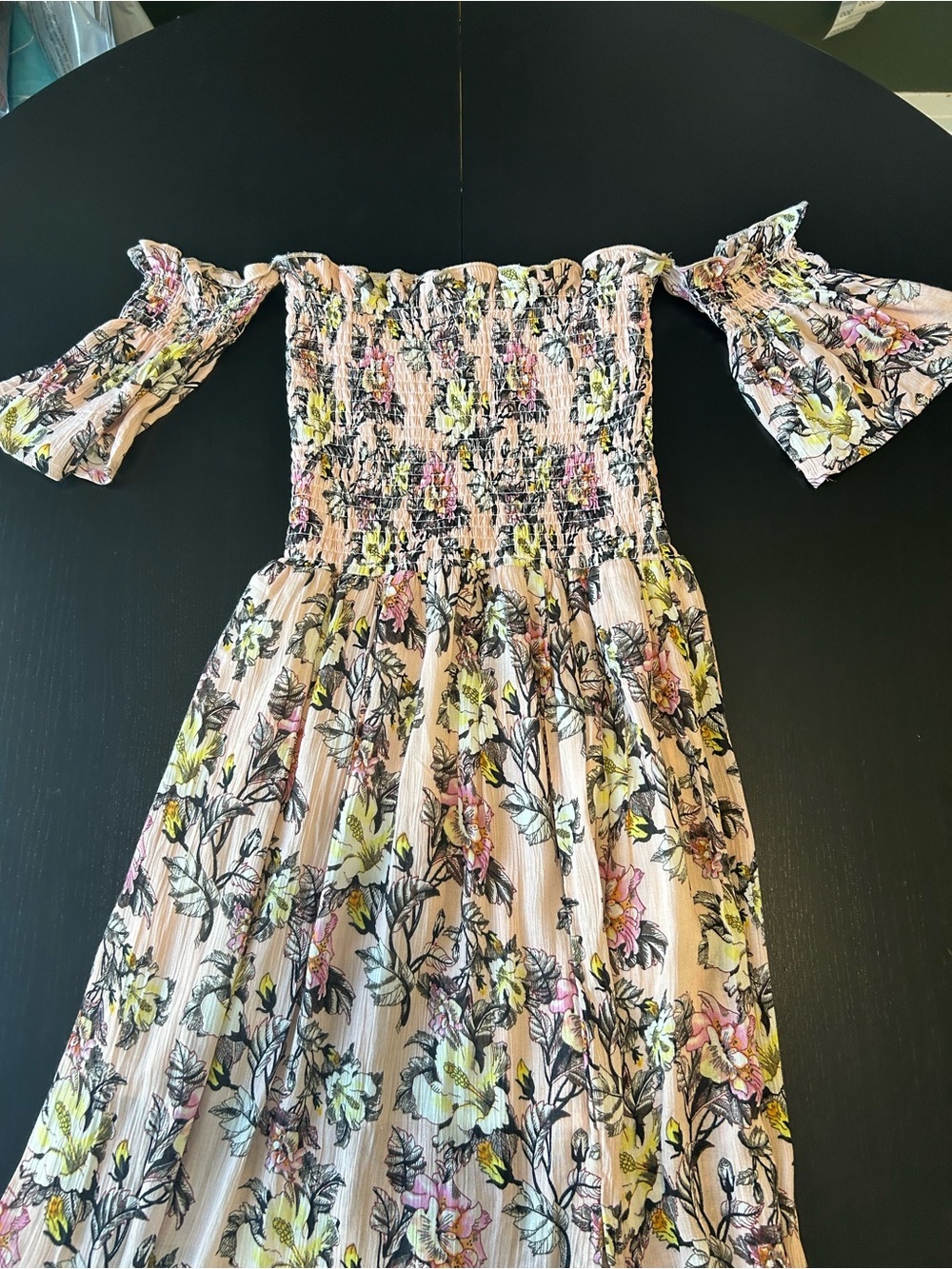 🟢 5 for $25 🟢 Streetwear Society Smocked Off-Shoulder Floral Maxi Fairycore - Picture 2 of 9